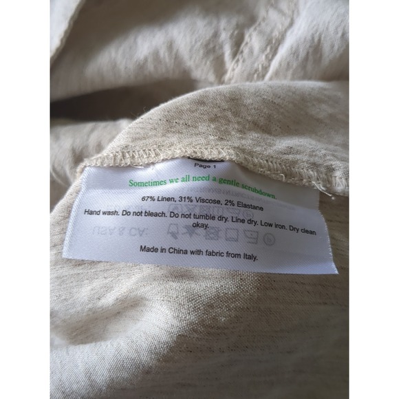 MM Lafleur Anna 2.0 Slubbed Stretch Linen Jacket Button Sz XL Cream Lightweight - Picture 12 of 13